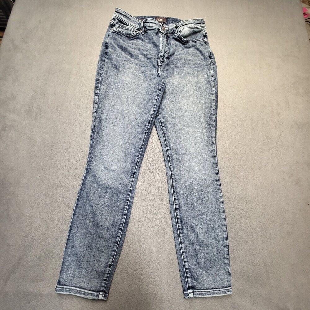 NYDJ Jeans Womens 8 Blue Ami Skinny Leg Stretch Denim Distressed